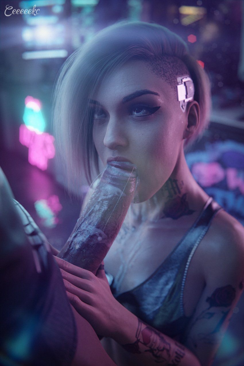 1boy 1girls 3d 3d_(artwork) 4k blender blowjob ceeeeekc clothed_female clothed_sex cum cum_drip cum_in_cleavage cum_in_mouth cum_on_body cum_on_breasts cyberpunk_2077 deepthroat_mark eye_contact eyeshadow fellatio hands_on_hips holding_hands judy_alvarez latina latina_female light-skinned_female light-skinned_male lipstick_on_penis looking_at_partner looking_up makeup male male/female mascara nude nude_female nude_male oral oral_sex partial_male penis sweat tattoo tattoo_on_arm tattoos v_(cyberpunk_2077) vincent_(cyberpunk_2077)