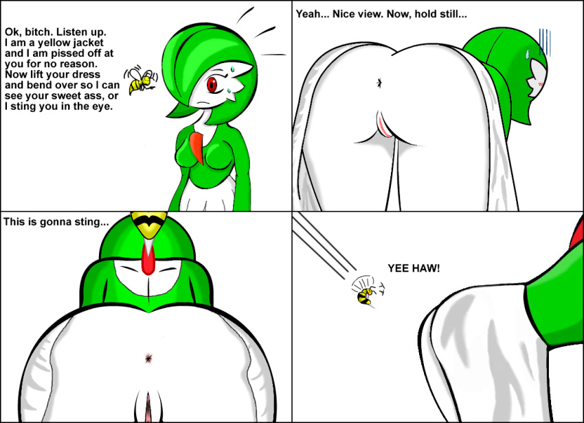 1girls anus ass bee bee_sting blush breasts female female_gardevoir female_pokemon gardevoir nintendo pokémon_(species) pokemon pokemon_(species) pokemon_rse pussy red_eyes sting video_games