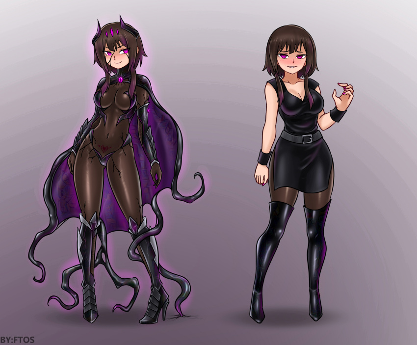 blackftos corruption dark_persona female high_heels kono_subarashii_sekai_ni_shukufuku_wo! latex megumin navel thick_thighs transformation wide_hips