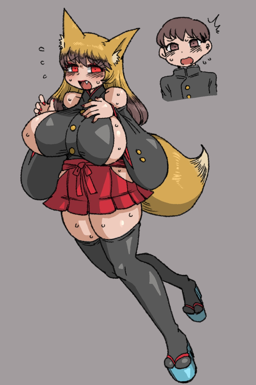 ass_expansion breast_expansion female fox_girl gender_transformation genderswap genderswap_(mtf) hair_color_change hair_growth hakama high_heels huge_ass huge_breasts lip_expansion metamorgirl mtf_transformation okobo thick_thighs thigh_expansion transformation wide_hips