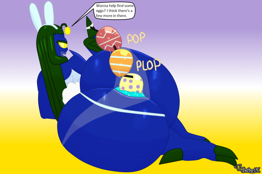 1girls 2023 alien alien_girl alien_humanoid anal_beads antennae antennae_(anatomy) ariel_(batboyexe) ass ass_cleavage_tanline batboyexe big_ass big_butt blue_body blue_skin compound_eyes easter easter_egg english_text female female_only green_hair huge_ass huge_butt mermaid mermaid_girl panties_aside playboy_bunny puffy_anus sex_toy tagme talking_to_viewer talons tanline tentacle_hair yellow_eyes