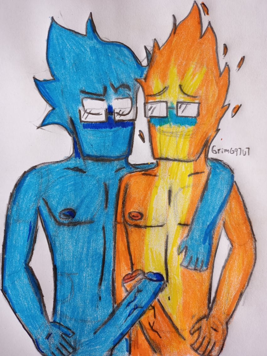 2boys 2d abs bad_anatomy big_penis blue_fire blush casasdiosdado color fire fire_body fnf_entity friday_night_funkin friday_night_funkin_mod gay glasses grillby imminent_sex male male_only nervous nipples non-human nude nude_male orange_fire solazar_(sugarratio) tagme toony traditional_media_(artwork) uncensored undertale undertale_(series)