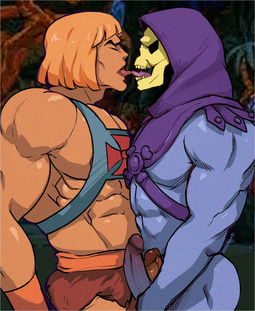 2boys abs animated_skeleton bone duo french_kissing gay genitals harness he-man hi_res human humanoid kissing lilprincyvi male male/male male_only mammal masters_of_the_universe mattel muscular muscular_male navel penis skeleton skeletor skull skull_head tongue tongue_out undead