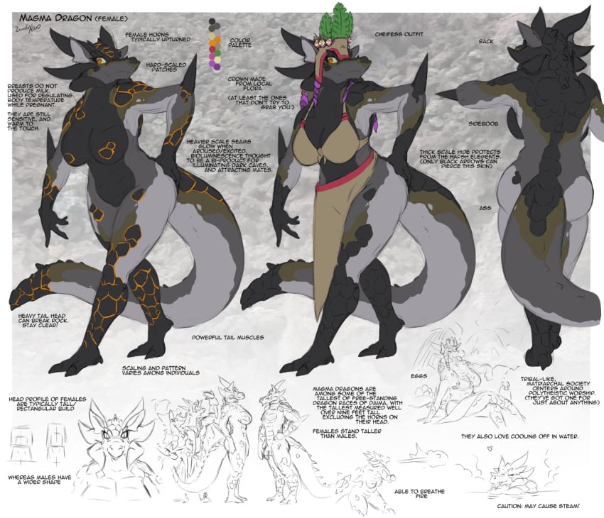 2017 anthro biped black_body black_countershading breasts clothed clothing color_swatch colored countershading dragon english_text female flaccid genitals grey_body heart horn male nude penis scalie signature text western_dragon zerofox1000