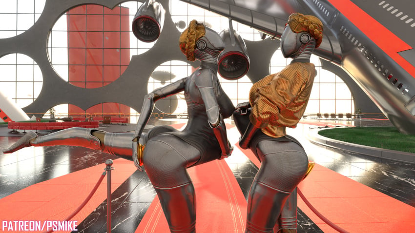 atomic_heart ballerina big_ass big_nipples breasts clothed faceless_character faceless_female fit fit_female hourglass_figure huge_dildo humanoid humanoid_penetrated large_dildo large_insertion masturbation psmike robot robot_girl robot_humanoid squirt squirting stomach_bulge stomach_deformation suit the_twins_(atomic_heart) wide_hips yuri