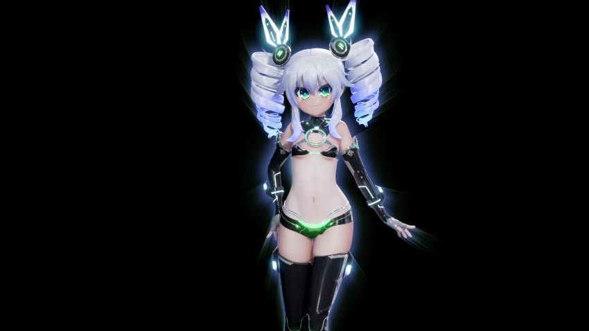 mantis_x small_breasts smirk tagme uni_(neptunia) white_hair