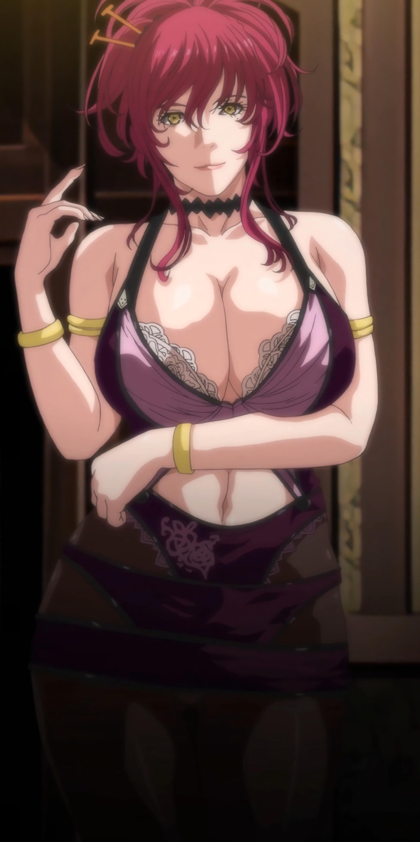 1girls breasts hips large_breasts looking_at_viewer mamiya_marie milf red_hair screencap screenshot sleepless_nocturne stitched thighs tummy yellow_eyes