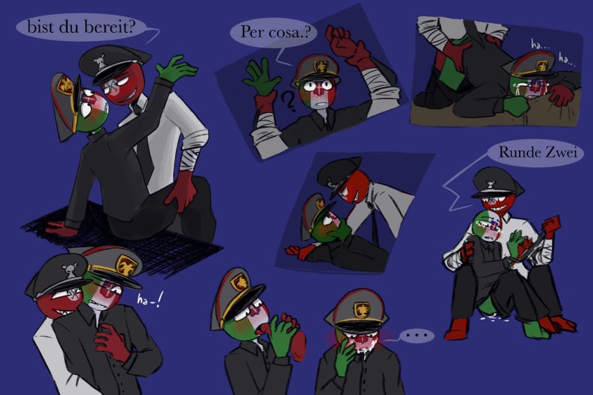 countryhumans countryhumans_third_reich drunk dubious_consent fascist_italy_(countryhumans) german_text italian_text nazi_germany_(countryhumans) third_reich_(countryhumans)