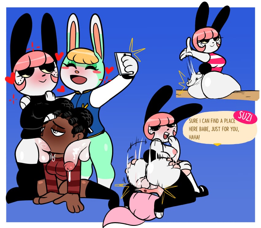 1boy 1futa 2girls absurd_res animal_crossing anthro anthro_penetrating anthro_penetrating_human ass backsack balls big_butt big_penis bodily_fluids bottomless bottomless_futanari bottomless_intersex bottomless_male breasts butt_slap clothed clothed_sex clothing dialogue dripping duo english_text face_fucking facesitting fellatio female femboy futa futa_on_female futanari genital_fluids genitals girly group group_sex hand_on_butt happy heart hi_res human human_on_anthro human_penetrated intersex intersex/female intersex/male interspecies irrumatio lagomorph leporid male male/female mammal nintendo oral oral_penetration partially_clothed penetration penile penile_penetration penis penis_in_mouth phone pinkie_peaches precum precum_drip rabbit saliva sasha_(animal_crossing) selfie sex sitting_on_another slap smug spanking susaroo suzi_(susaroo) sweat text threesome trio villager_(animal_crossing)