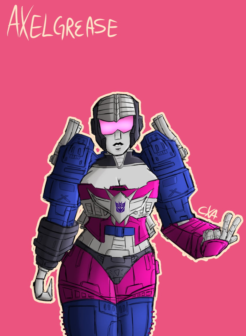 axelgrease axelgrease boob breasts chromexorannex cleavage dark_lipstick decepticon fanart hook hook_hand ourobouro panties robot robot_girl thighhighs thighs transformers visor