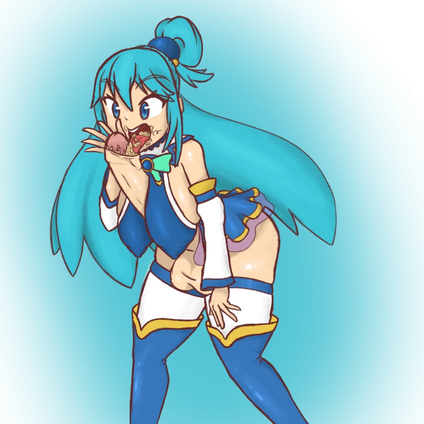 1futa aqua_(konosuba) aqua_hair balls bedushki bent_over big_breasts blue_eyes blue_hair bottomless breasts clothed clothing eating_cum erection eyebrows_visible_through_hair futa_only futanari giant_penis huge_cock human kono_subarashii_sekai_ni_shukufuku_wo! light-skinned_futanari light_skin long_hair nipple_bulge nipples nipples_visible_through_clothing partially_clothed penis skirt smegma smegma_drip smegma_in_mouth smegma_on_face smegma_on_tongue solo solo_futa standing thick_ass thick_thighs thigh_boots thighhighs tied_hair