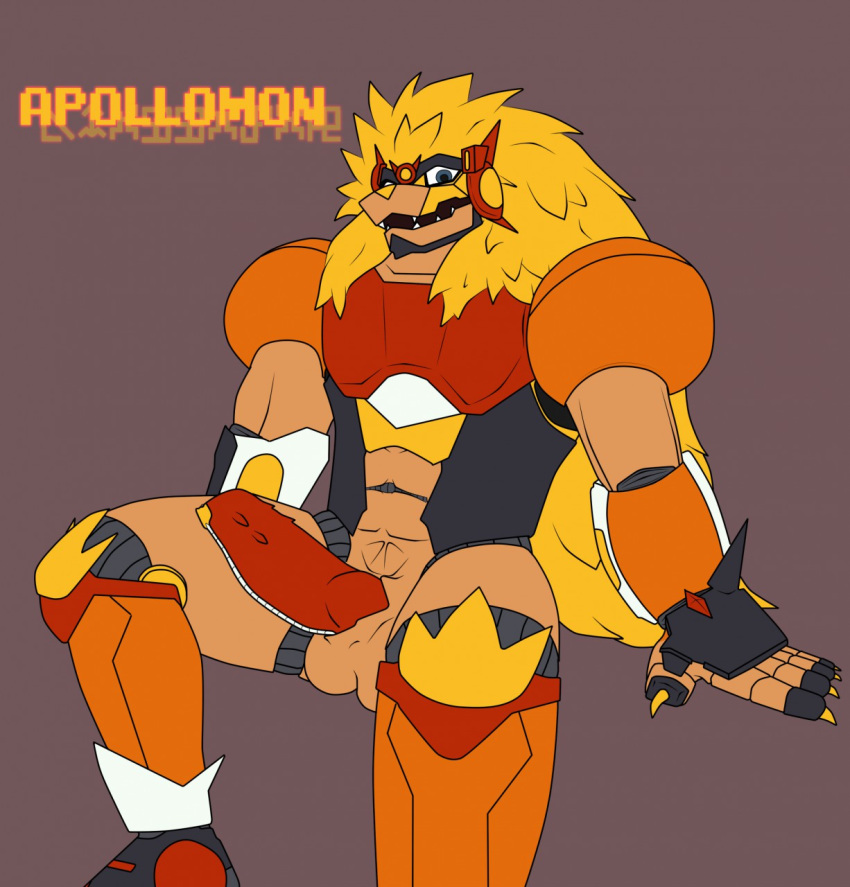 1boy anthro apollomon apollomon_(character) death_generals digimon digimon_(species) digital_media_(artwork) furry machine male male_only nude olympos_xii penis robot solo solo_focus