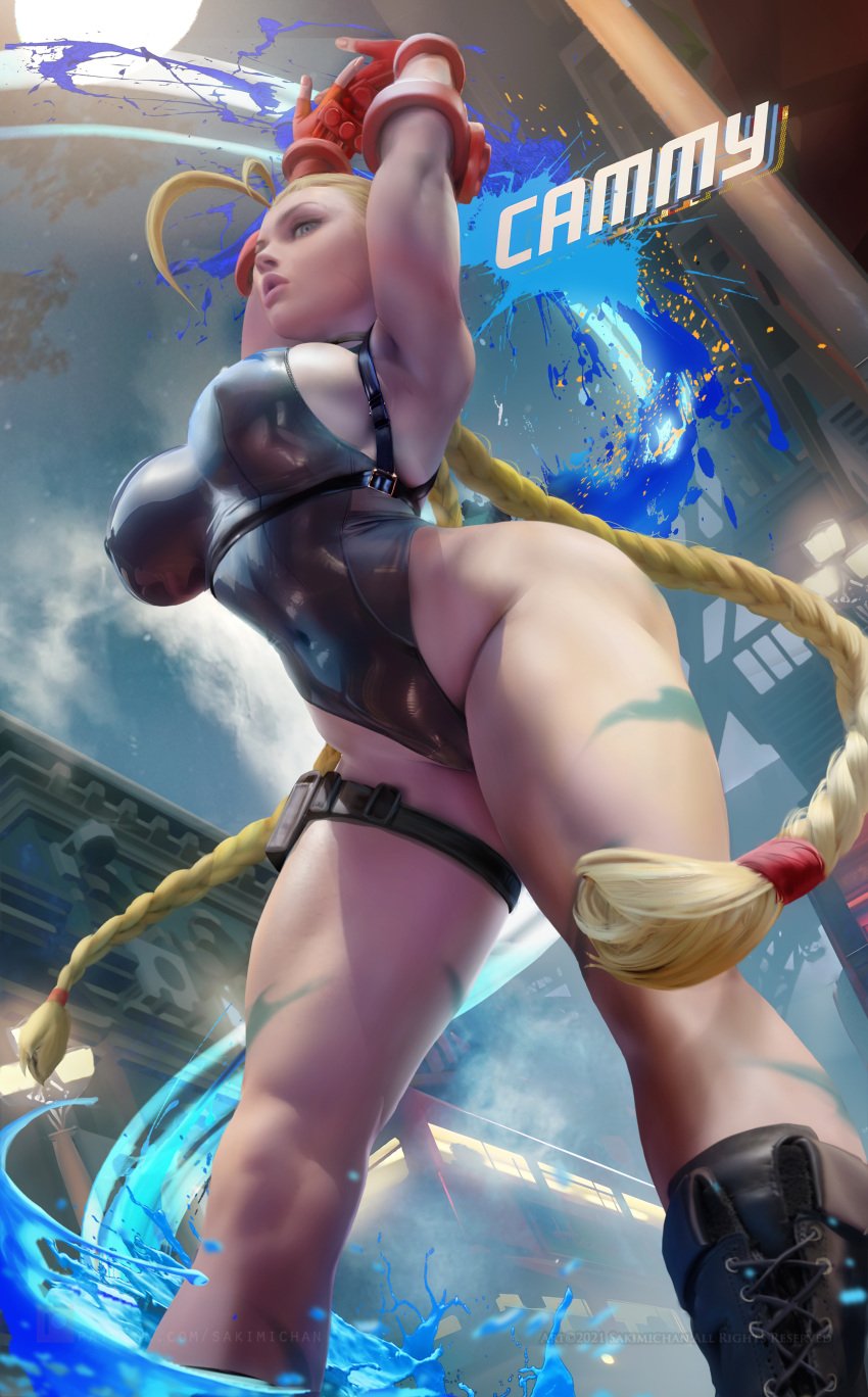 1girls alternate_version_available bending_forward big_ass big_breasts blonde_hair boots cammy_stretch cammy_white capcom curvaceous female female_only hands_above_head hartman_hips hips hourglass_figure huge_breasts large_breasts leaning_forward leotard long_hair low-angle_view sakimichan skindentation solo street_fighter street_fighter_6 stretching tactical_clothes thick thick_thighs thighs thunder_thighs thunderthighs twin_braids wide_hips