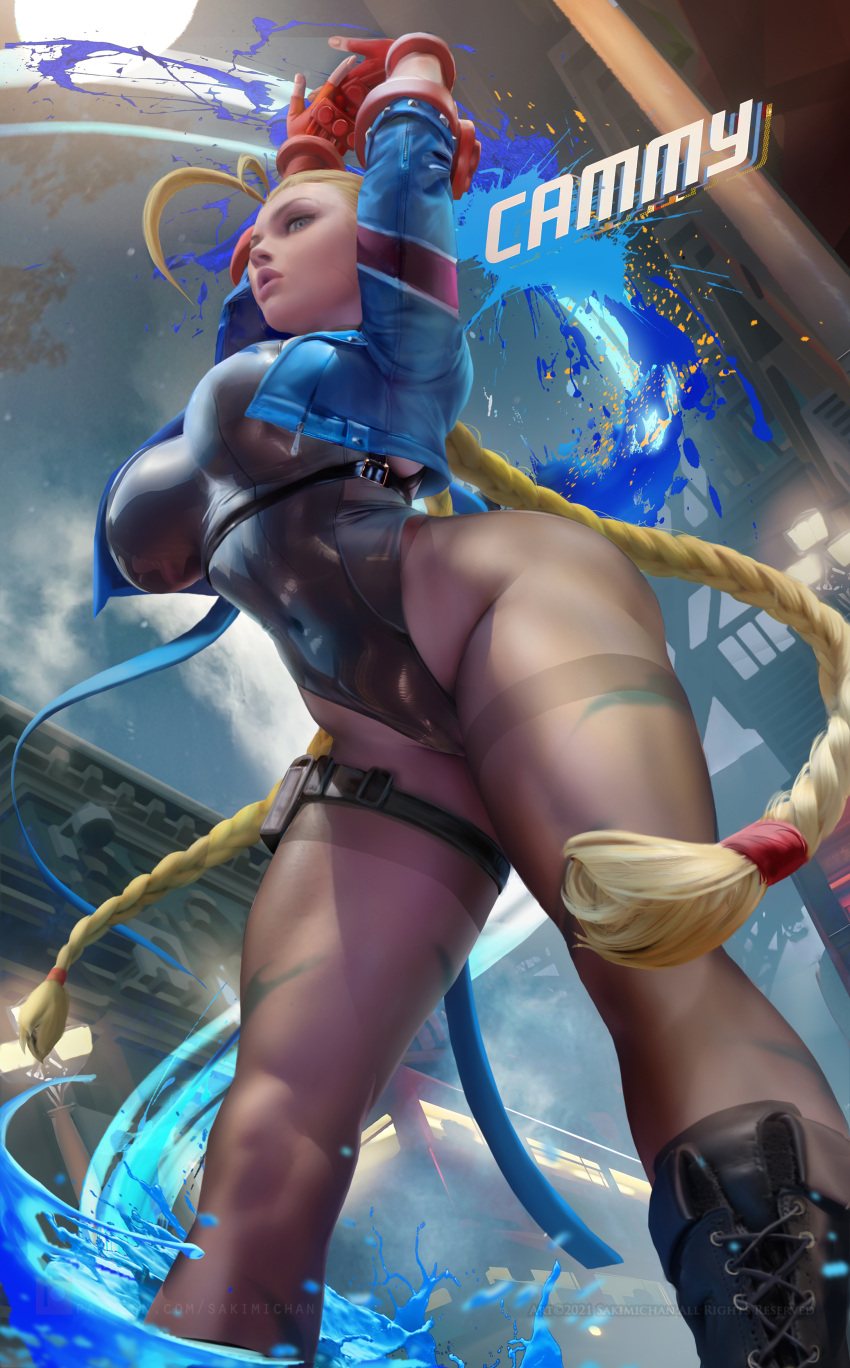 1girls alternate_version_available bending_forward big_ass big_breasts blonde_hair boots cammy_stretch cammy_white capcom curvaceous female female_only hands_above_head hartman_hips hips hourglass_figure huge_breasts large_breasts leaning_forward leotard long_hair low-angle_view sakimichan skindentation solo street_fighter street_fighter_6 stretching thick thick_thighs thighs thunder_thighs thunderthighs twin_braids wide_hips