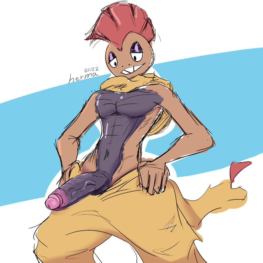 anthro balls boner erection furry male male_only nintendo pants_down penis penis_out pokemon scrafty solo solo_male trashy_jokester
