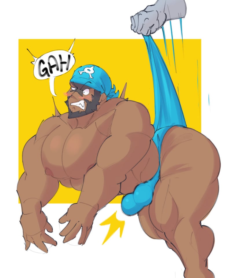 archie_(pokemon) ballbusting bandana bara beard big_ass big_pecs bulge bulge_through_clothing facial_hair gay male_only muscular muscular_male nintendo nutshot pokemon pokemon_rse robustidol speedo team_aqua wedgie