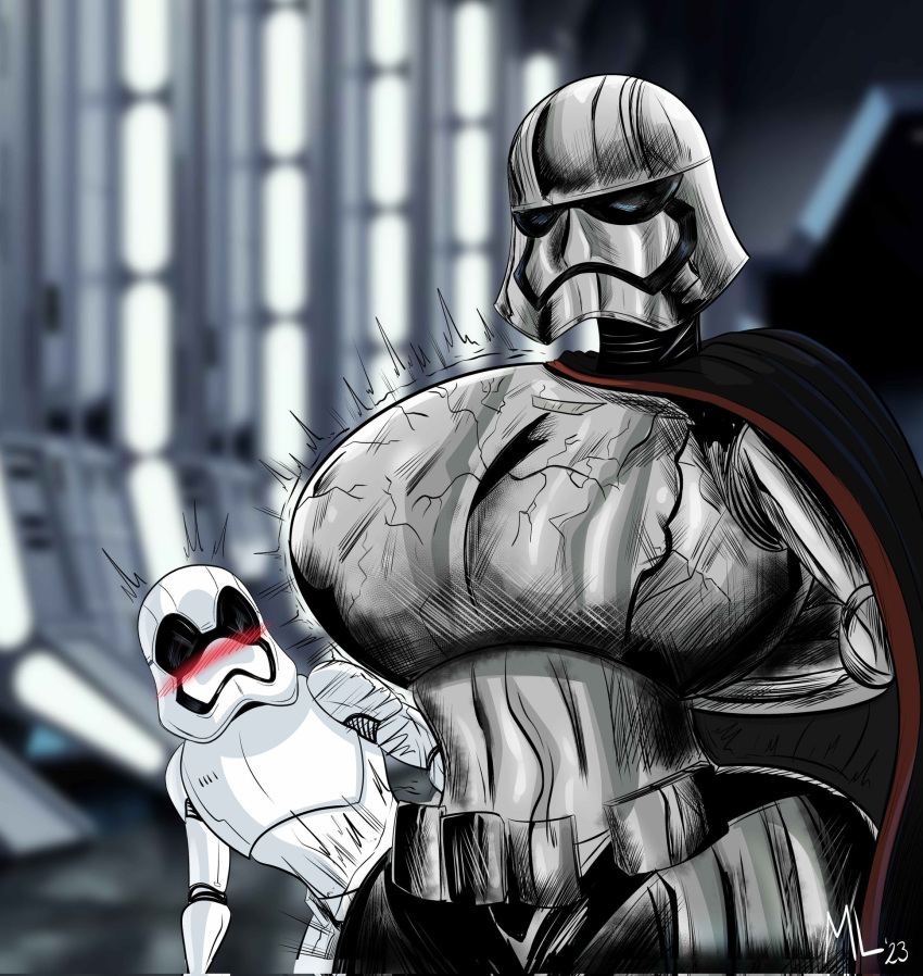 1boy ameizing_lewds armor captain_phasma faceless_female female helmet star_wars wardrobe_malfunction