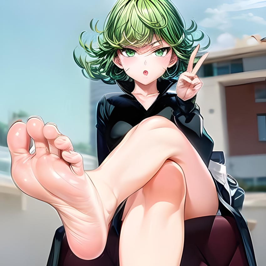 1girls ai_generated anime anime_style barefoot curly_hair feet feet_up foot_fetish foot_focus green_eyes green_hair one-punch_man soles stable_diffusion tatsumaki wrinkled_feet wrinkled_skin wrinkled_soles wrinkly_feet wrinkly_soles