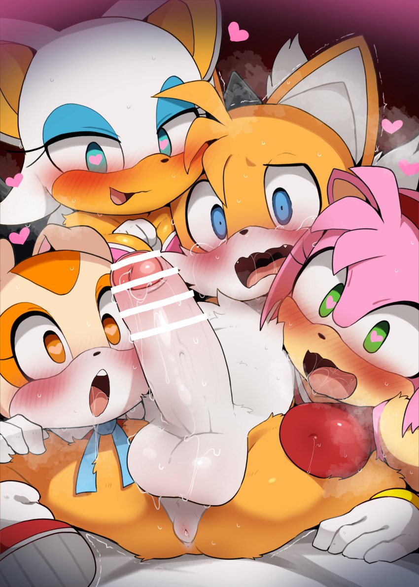 1boy 3girls amy_rose anthro anus bat before_sex censored censored_penis clothed_female clothed_female_nude_male cock_shock cream_the_rabbit dagasi drooling femboy femdom foursome fox heart-shaped_pupils hedgehog imminent_sex lust malesub miles_prower nervous older_female older_woman_and_younger_boy rabbit rouge_the_bat saliva sega smaller_male sonic_(series) sonic_the_hedgehog_(series) straight tails tails_the_fox younger_female younger_male