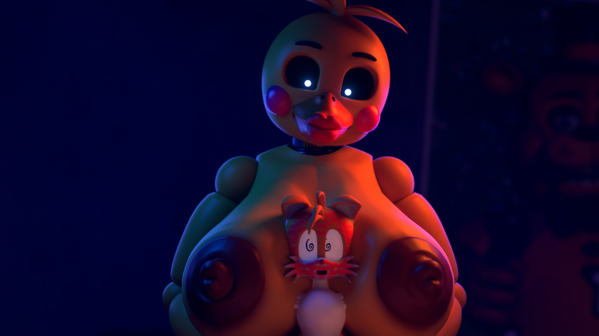 1boy 1girls 3d 3d_(artwork) age_difference animatronic anthro big_breasts five_nights_at_freddy's fnaf fox imminent_sex large_breasts lights_off lipstick lipstick_mark miles_prower older_female runaboo_chica sega sonic_(series) sonic_the_hedgehog_(series) straight tagme tails toy_chica_(fnaf) younger_male