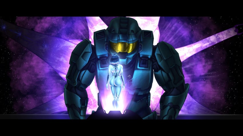 1boy 1girls artificial_intelligence ass benjamindietrichson big_ass big_butt blue_body blue_hair bubble_butt cortana cortana_v2 female female_focus halo_(series) halo_3 huge_ass large_ass master_chief medium_hair thick_thighs thighs