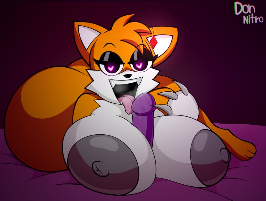 <3_eyes anthro areola ass bed bedroom_eyes big_areola big_breasts big_butt bodily_fluids breast_play breasts canid canine creepypasta dildo donnitro72 eyeshadow fangs female fox furniture heart hi_res looking_at_viewer makeup mammal narrowed_eyes nipples paizuri rule_63 saliva seductive sega sex sex_toy smile solo sonic_(series) sonic_the_hedgehog_(series) steam tails tails_doll tailsko_doll teeth titjob tongue tongue_out watermark