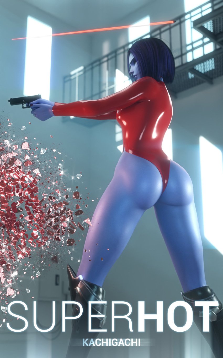 1girls 3d abs alternate_costume alternate_hairstyle amelie_lacroix ass ass_focus big_ass big_breasts bikini blizzard_entertainment blue_skin breasts cleavage female female_only fully_clothed kachigachi large_ass large_breasts onesie overwatch purple_hair purple_skin red_dude_(superhot) red_lipstick short_hair solo superhot thick_thighs widowmaker