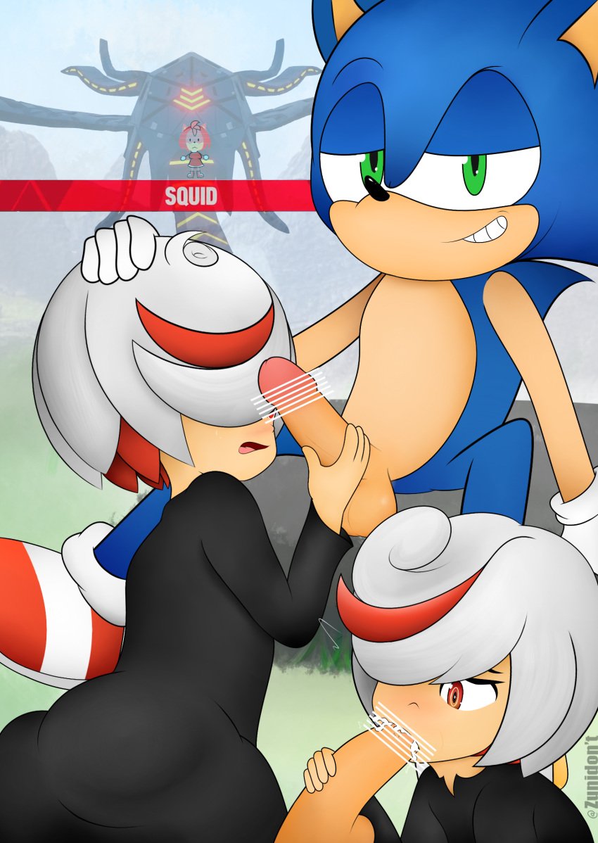 1boy 1girls 1other 2020s 2023 2girls :< amy_rose anthro artificial_intelligence artist_name ass bar_censor black_cloak blue_fur blush censored character_name cloak clothed clothed_female cum cum_in_mouth ejaculation erection fellatio female furry green_eyes hair_over_one_eye hedgehog hi_res imminent_orgasm interspecies looking_at_viewer male male/female male_orgasm medium_hair meme mist nature open_mouth oral oral_creampie orgasm outdoors penis penis_grab red_eyes sage_(sonic_frontiers) sitting sitting_on_rock smirk smug sonic_(series) sonic_frontiers sonic_the_hedgehog squid_(sonic_frontiers) sucking_tip surprised testicles white_hair zunidont