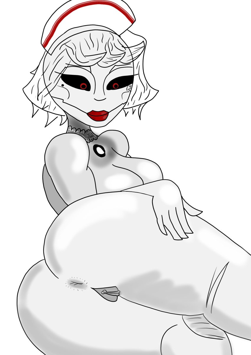 ass asshole backside black_eyes breasts input6 krita_program lying maid maidai thick_thighs thighs vagina