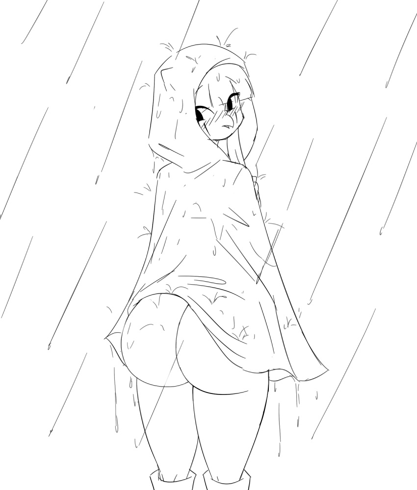 big_ass big_butt femboy femboy_only girly giro_(girokett) girokett male male_focus male_only no_color no_pants no_underwear owl rain raincoat raining tagme thick_ass thick_thighs