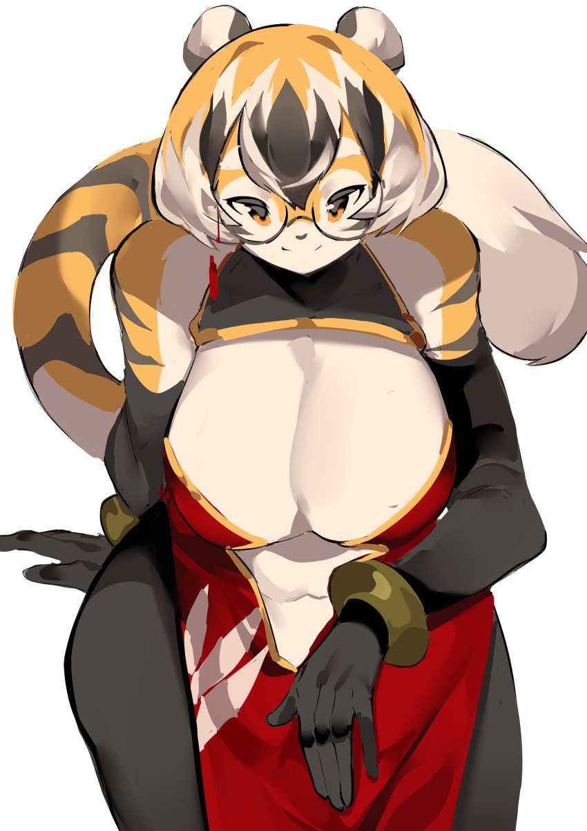 1girls amber_eyes anthro arknights aspirindabaitu big_breasts breasts female furry mx99926 solo solo_female tiger tiger_girl waai_fu_(arknights)