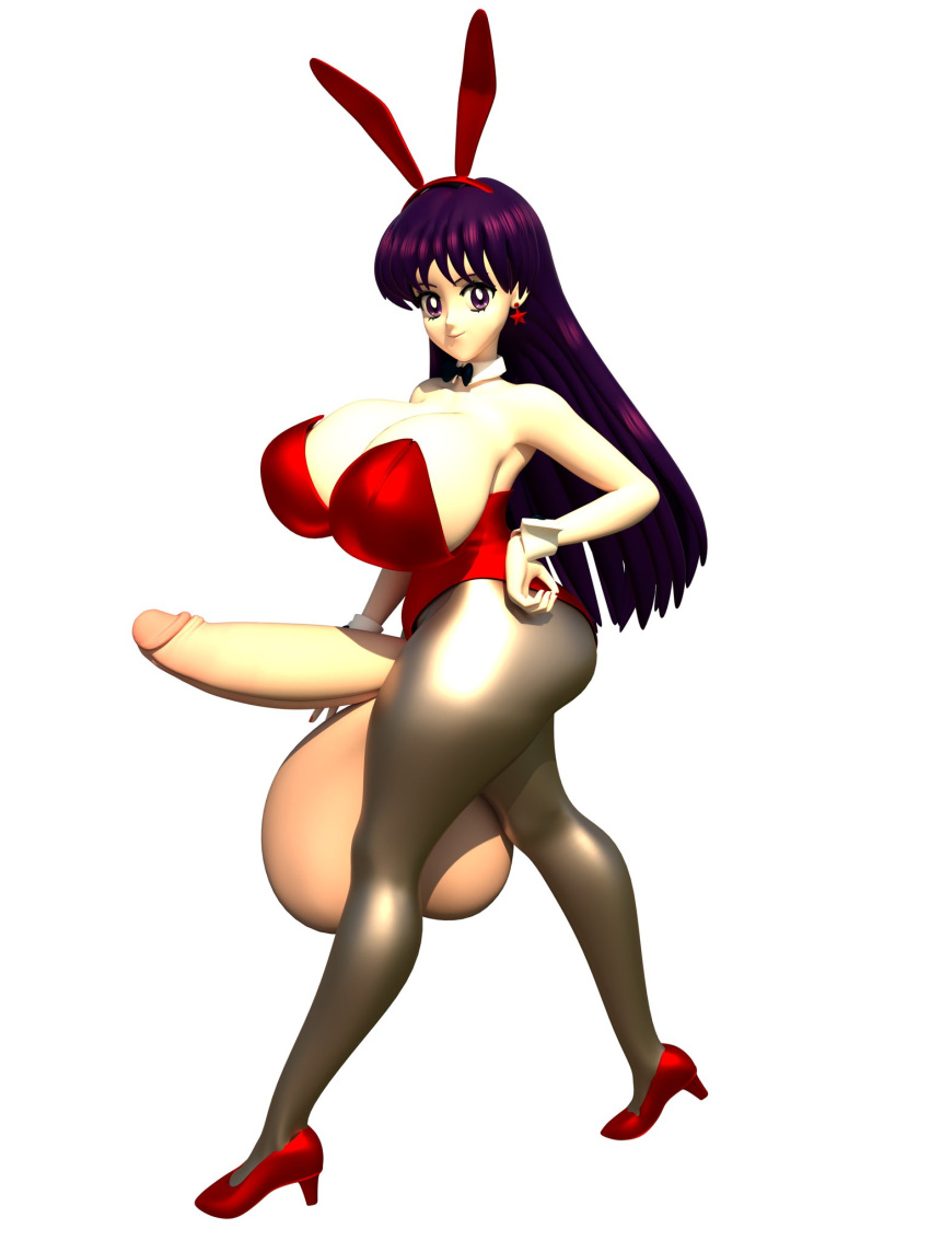 1futa 3d balls bishoujo_senshi_sailor_moon breasts clothed clothing erection futa_only futanari gigantic_testicles high_heels huge_breasts huge_cock human large_breasts light-skinned_futanari light_skin mostly_clothed oversized_balls penis rei_hino sailor_mars shocking_(artist) solo standing testicles white_background