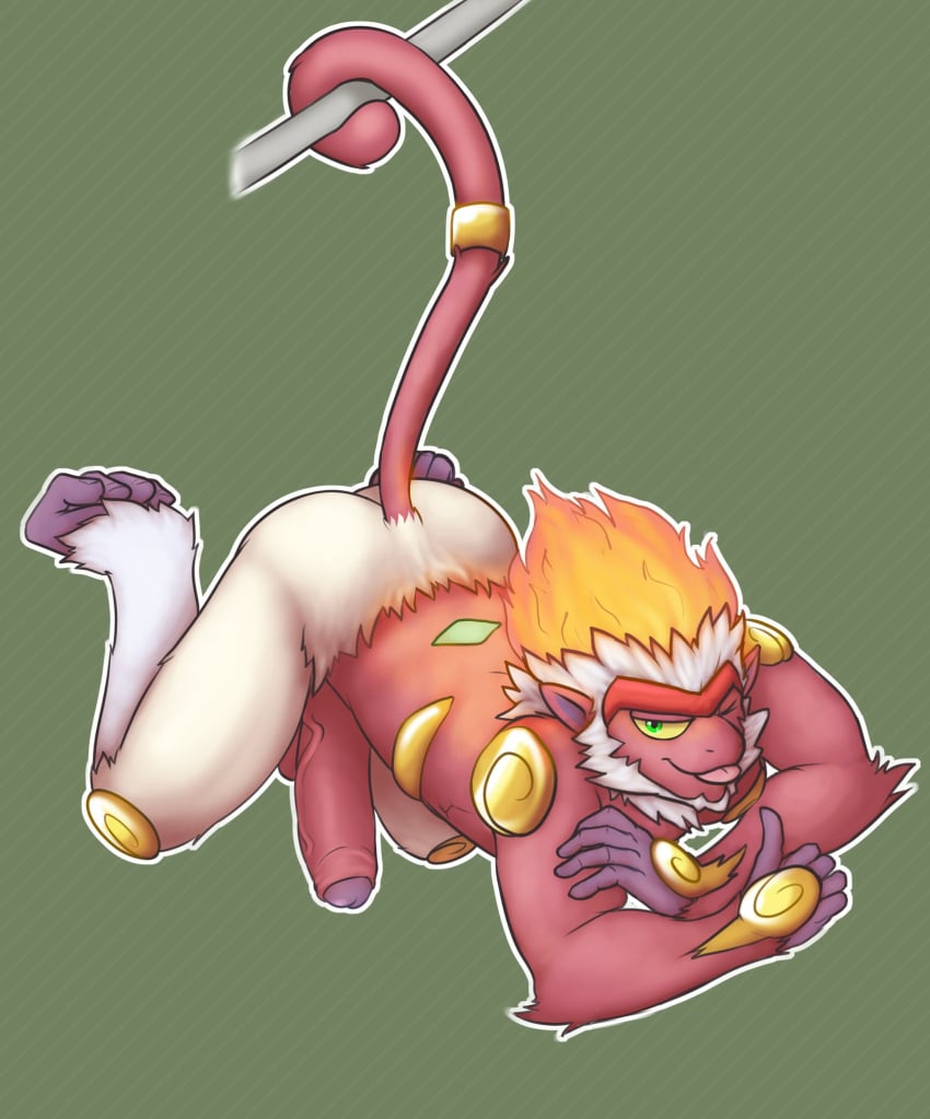 anthro ass balls bent_over boner erection fire fire_hair furry infernape male male_only monkey nintendo on_knees one_eye_closed palchamon penis pokemon pokemon_(species) red_fur solo solo_male tail tongue_out white_fur