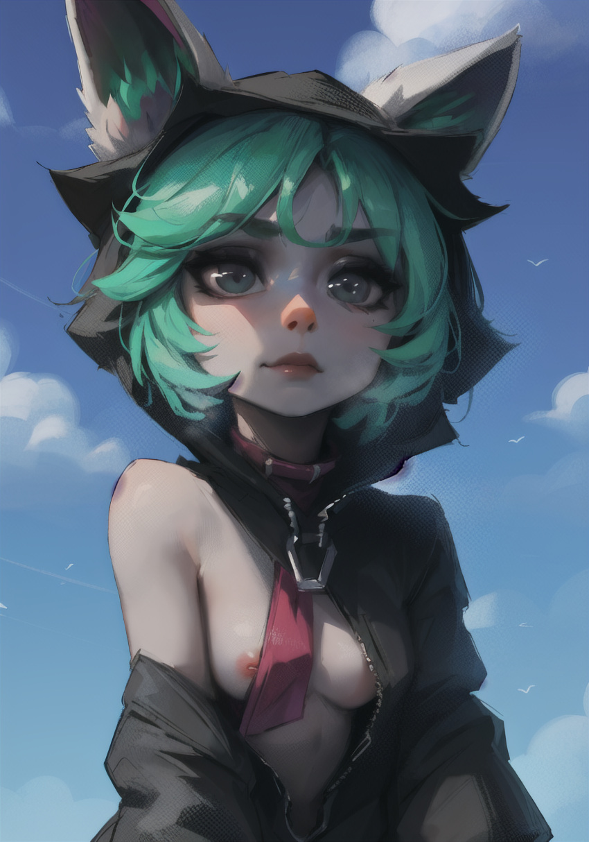 ai_generated backless_outfit closed_mouth explicit female grey_skin humanized league_of_legends looking_at_viewer maxfield_punish outdoors sideboob stable_diffusion vex_(league_of_legends) yordle