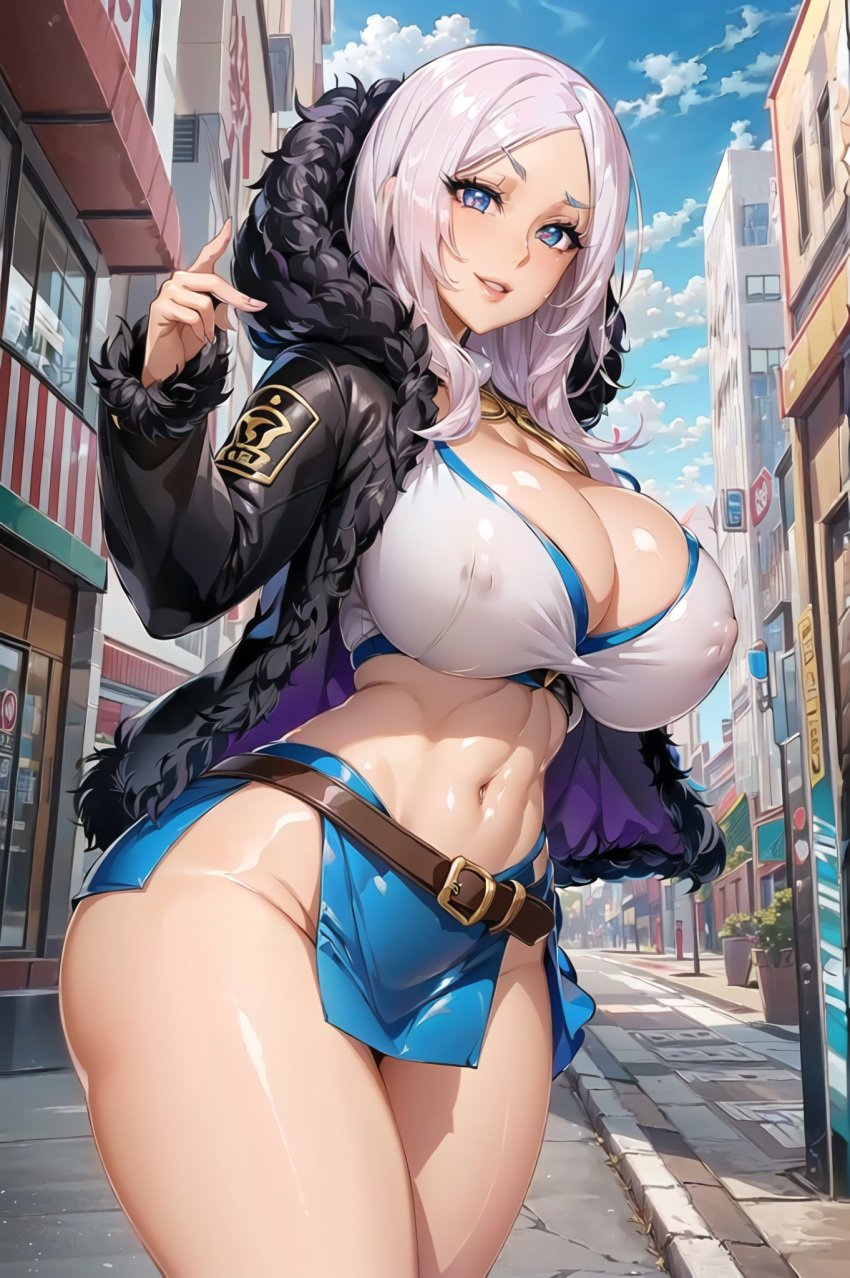 1girls ai_generated big_breasts curvy_body curvy_figure enen_no_shouboutai female_focus female_only fire_force high_resolution highres princess_hibana seductive_smile skirt solo solo_female stable_diffusion voluptuous voluptuous_female