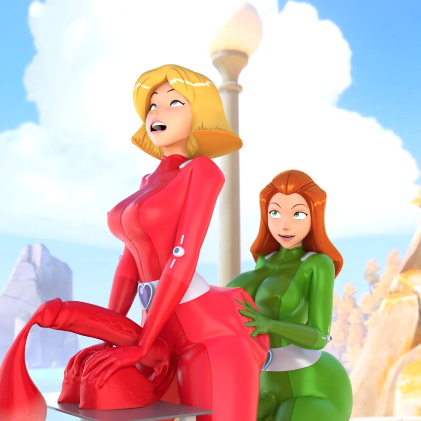 2futas 3d 3d_(artwork) ass belt big big_balls big_breasts big_butt big_penis bodysuit bulge bulge_through_clothing clothing clover_(totally_spies) condom condom_filling condom_on_penis condom_suit cum cum_filled cum_from_spanking cum_in_bodysuit cum_in_condom cum_under_clothes ejaculation erection erection_under_clothes excessive_cum fat_ass futa_only futanari genitalwear handwear holdingnuts huge_ass huge_balls huge_breasts huge_butt huge_cock huge_testicles human intersex large_penis large_testicles open_mouth oversized_balls pale_skin penis penis_under_clothes sam_(totally_spies) self_upload suit testicles thick_ass thick_thighs thighs totally_spies