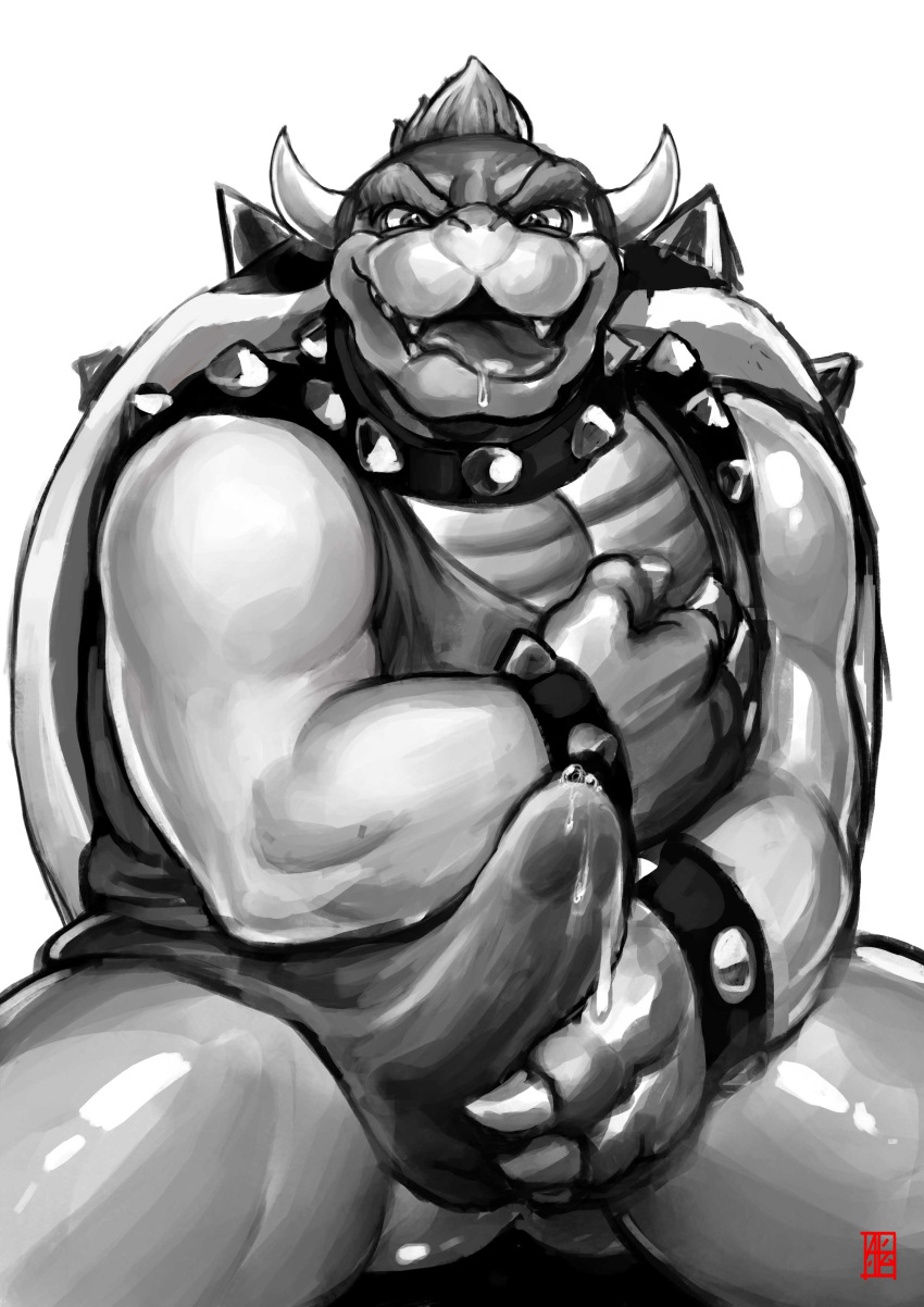 1boy absurd_res anthro anthro_only bodily_fluids bowser bracelet bulge claws clothed clothing collar cum cum_in_clothing cum_in_underwear cum_through_clothing cum_through_underwear drooling erection erection_under_clothing genital_fluids genital_outline genitals hi_res horn jewelry koopa looking_at_viewer male male_only mario_(series) masturbation nintendo penile penile_masturbation penis penis_outline redgart saliva scalie shell shirt solo spiked_bracelet spiked_collar spiked_shell spikes spikes_(anatomy) tank_top tenting topwear underwear wet wet_clothing wet_underwear