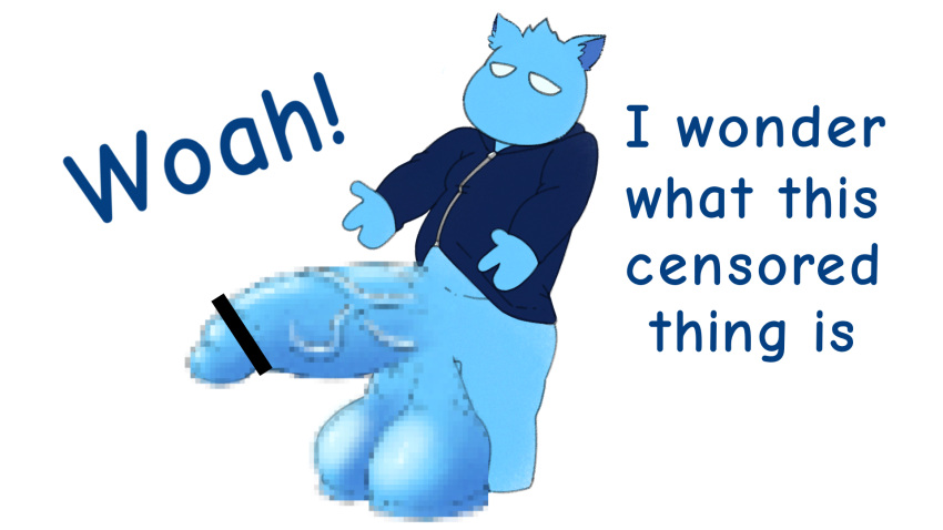 animal_humanoid anthro balls big_balls big_penis blue_body blue_fur blue_hair chubby_male clothing enormous_balls felid felid_humanoid feline feline_humanoid flipaclip fur genitals hair hi_res hoodie huge_balls huge_cock humanoid male male/male mammal mammal_humanoid meme mouthless no_pupils noseless papriko paps_(papriko) penis simple_background simple_eyes slightly_chubby slime slime_boy slime_hair solo tagme text topwear vein veiny_penis white_eyes