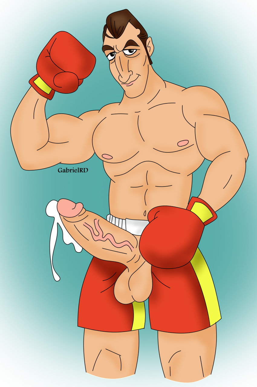 big_balls big_penis boxer boxing_gloves boxing_shorts cum cumming dick_vein don_flamenco ejaculation gabrielrd gay male male_only muscles muscular_male nintendo pants_down penis_through_fly punch-out!! self_upload solo solo_male toony topless_male veiny_penis yaoi