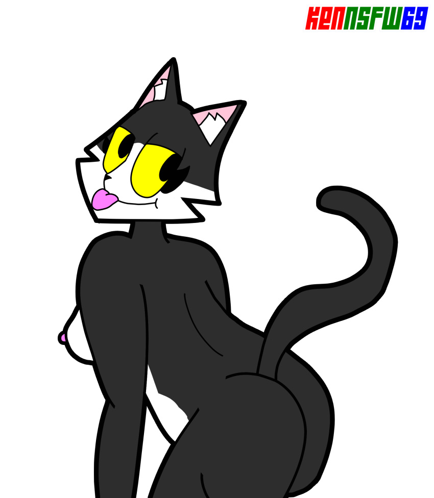 anthro ass black_and_white_fur black_fur breasts bubble_ass bubble_butt completely_naked completely_naked_female completely_nude completely_nude_female cute domestic_cat feline furry horny kenmazu95 maria_grey naked nude toony tuxedo_cat two_tone_body two_tone_fur white_fur yellow_sclera