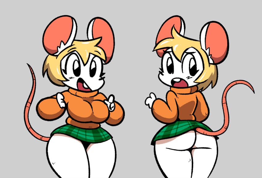 anthro anthro_only ashley_graham ass big_ass big_breasts bottomless breasts capcom female fur miniskirt mouse mouse_girl mouse_humanoid mousegirl moushley resident_evil resident_evil_4 skirt thick_thighs video_games wide_hips yopy