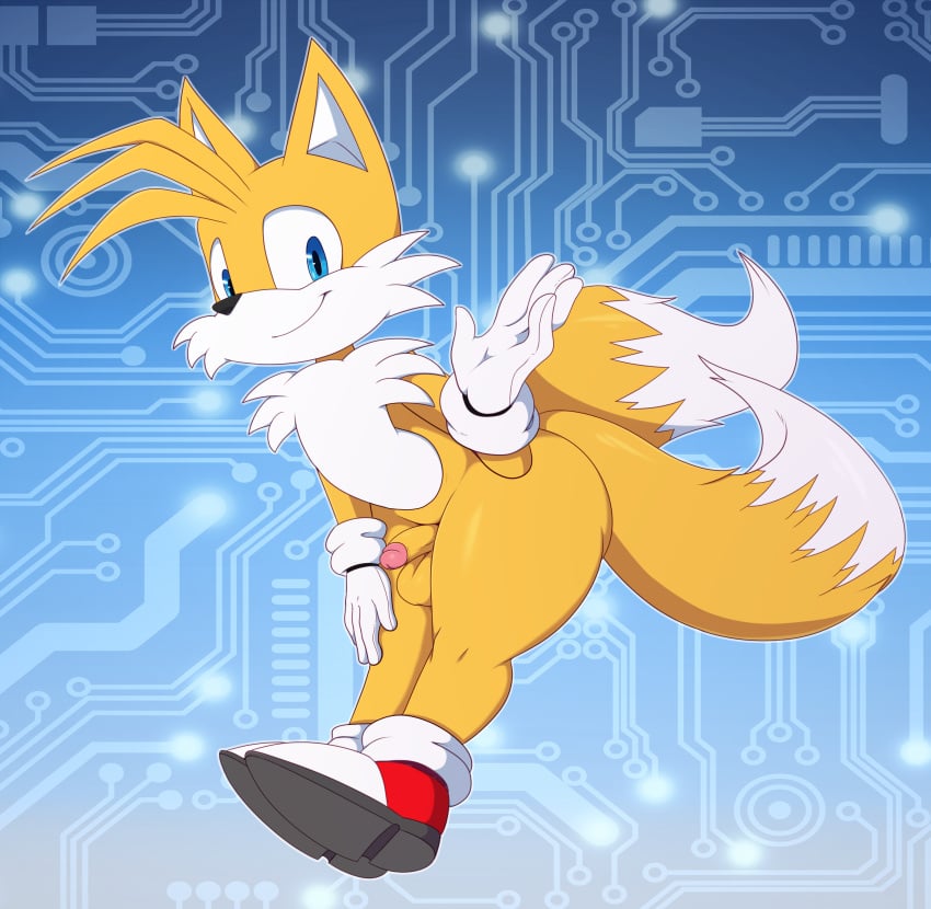 ass balls big_ass big_butt bigdon1992 blue_eyes butt canid canine femboy fox looking_at_viewer male male_only miles_prower penis sega solo solo_male sonic_(series) sonic_the_hedgehog_(series) tails tails_the_fox testicles thick_thighs yellow_body yellow_skin