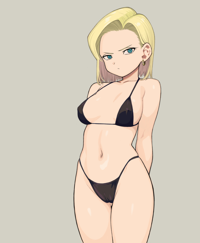 1girls android_18 bikini blonde_hair dragon_ball dragon_ball_z female female_only rokoido12 solo