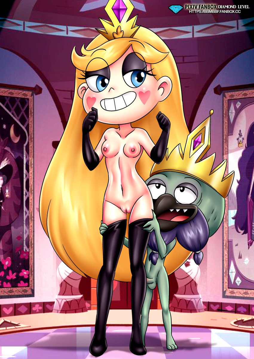 balls bbmbbf blonde_female blonde_hair blush breasts diamond_level disney disney_channel disney_xd female gloves ludo_(svtfoe) male male/female nude open_mouth palcomix penis pietros_secret_club pussy star_butterfly star_vs_the_forces_of_evil stockings teeth tongue white_female