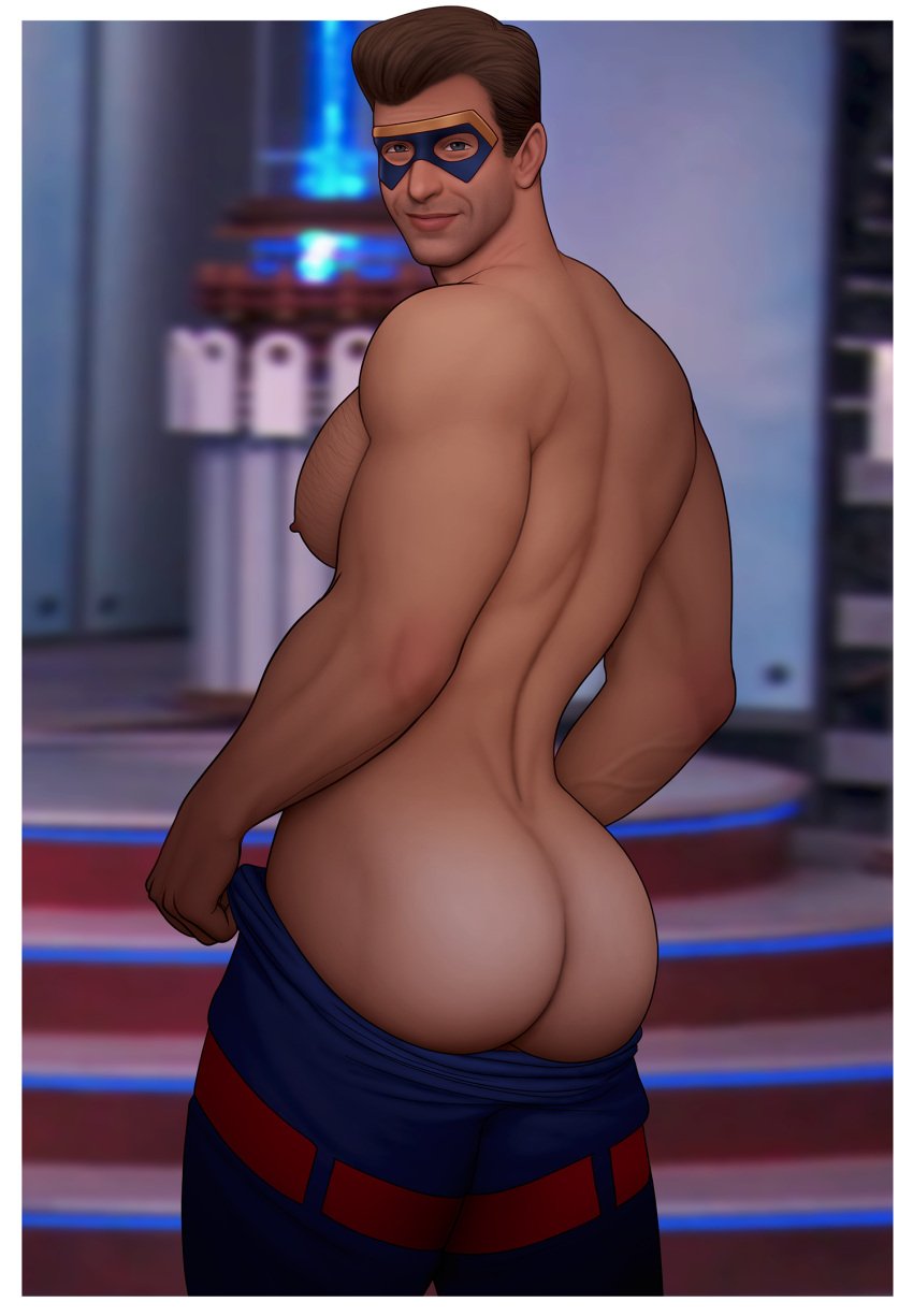 1boy actor ass ass_focus big_chest big_pecs butt captain_man caucasian caucasian_male celebrity cooper_barnes drawnpr0n henry_danger huge_chest huge_pecs human human_only in_character looking_back male male_only masked muscular muscular_male nickelodeon no_visible_genitalia pants_down pecs presenting_ass presenting_hindquarters ray_manchester solo_male standing teasing