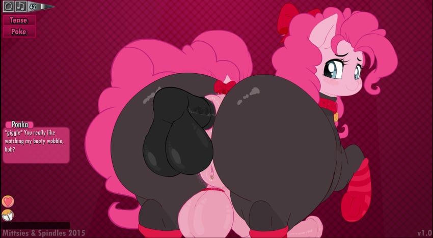 anal anal_piercing animated anus balls bodysuit clitoris_piercing dickgirl friendship_is_magic from_behind furry futanari genital_piercing heart herm intersex mittsies my_little_pony penis piercing pinkie_pie_(mlp) pubic_hair pull_out pussy spindles straight_hair