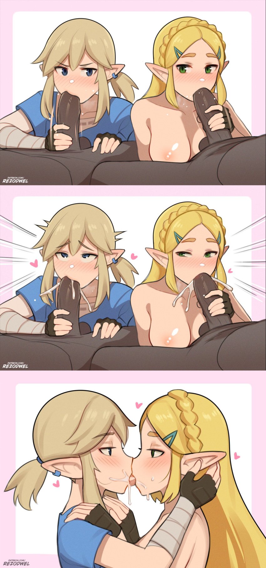 1girls 3boys 3koma after_fellatio ahe_gao almost_wholesome artist_name bandage bedroom_eyes bisexual bisexual_fellatio bisexual_foursome bisexual_male blonde_hair blue_eyes blue_shirt blush border both_sexes_in_same_situation breasts breath_of_the_wild collarbone comic cum cum_drip cum_dripping_down_chin cum_dripping_from_mouth cum_in_mouth cum_inside cum_kiss cum_on_body cum_on_face cum_on_tongue cum_sharing dark-skinned_male dark_skin ear_piercing english_commentary erection eyelashes fellatio female female_supporting_yaoi femboy fingerless_gloves french_kissing gay girly gloves green_eyes hair_ornament hairclip handjob hands_on_ears hands_on_shoulders heart high_resolution highres hug interracial kissing kissing_after_oral light-skinned_female light-skinned_male light_skin link link_(breath_of_the_wild) long_hair looking_at_another looking_to_the_side lower_body male male/female male_ahegao medium_breasts multiple_boys nintendo nipples open_mouth oral overflow parted_bangs patreon patreon_username penis piercing pink_border pointy_ears ponytail princess_zelda rezodwel rolling_eyes shadow shiny_skin shirt short_sleeves signature simple_background snowballing straight the_legend_of_zelda the_legend_of_zelda:_breath_of_the_wild tongue tongue_out topless uncensored upper_body white_background yaoi zelda_(breath_of_the_wild)