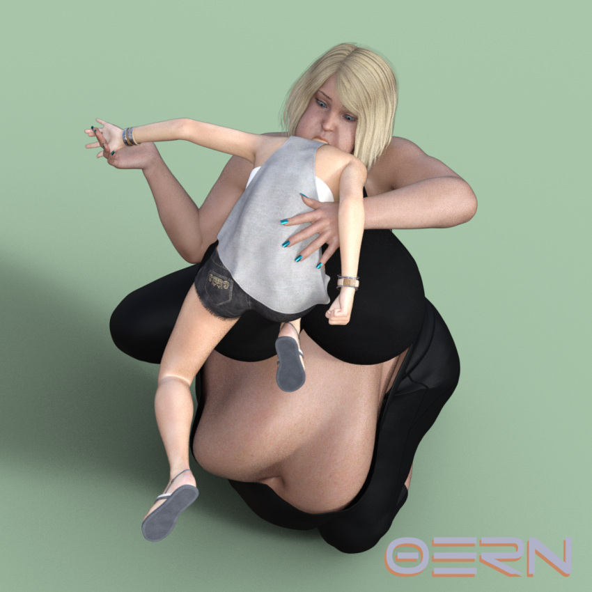 3d bbw belly belly_bulge big_belly big_belly_bulge blonde_female blonde_hair chubby chubby_female endosoma female_pred female_prey giantess giantess_vore gynophagia larger_female mini_giantess multiple_prey non_consensual oern oral_vore original original_character pale-skinned_female runner short_hair smaller_female soft_vore swallowed_alive swallowed_whole vore vore_belly