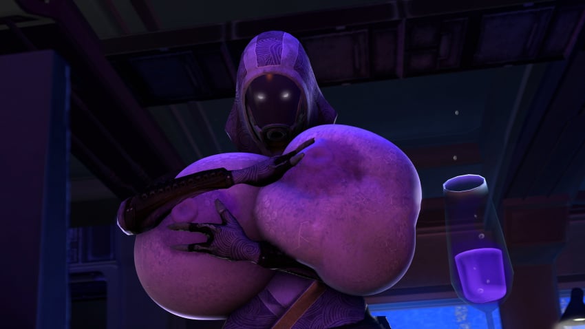 1girls 3d breast_expansion breast_hold breast_inflation breasts breasts_out bursting_breasts female female_only gigantic_breasts huge_breasts huge_nipples mass_effect massive_breasts quarian rafiler sfm solo tali'zorah_nar_rayya