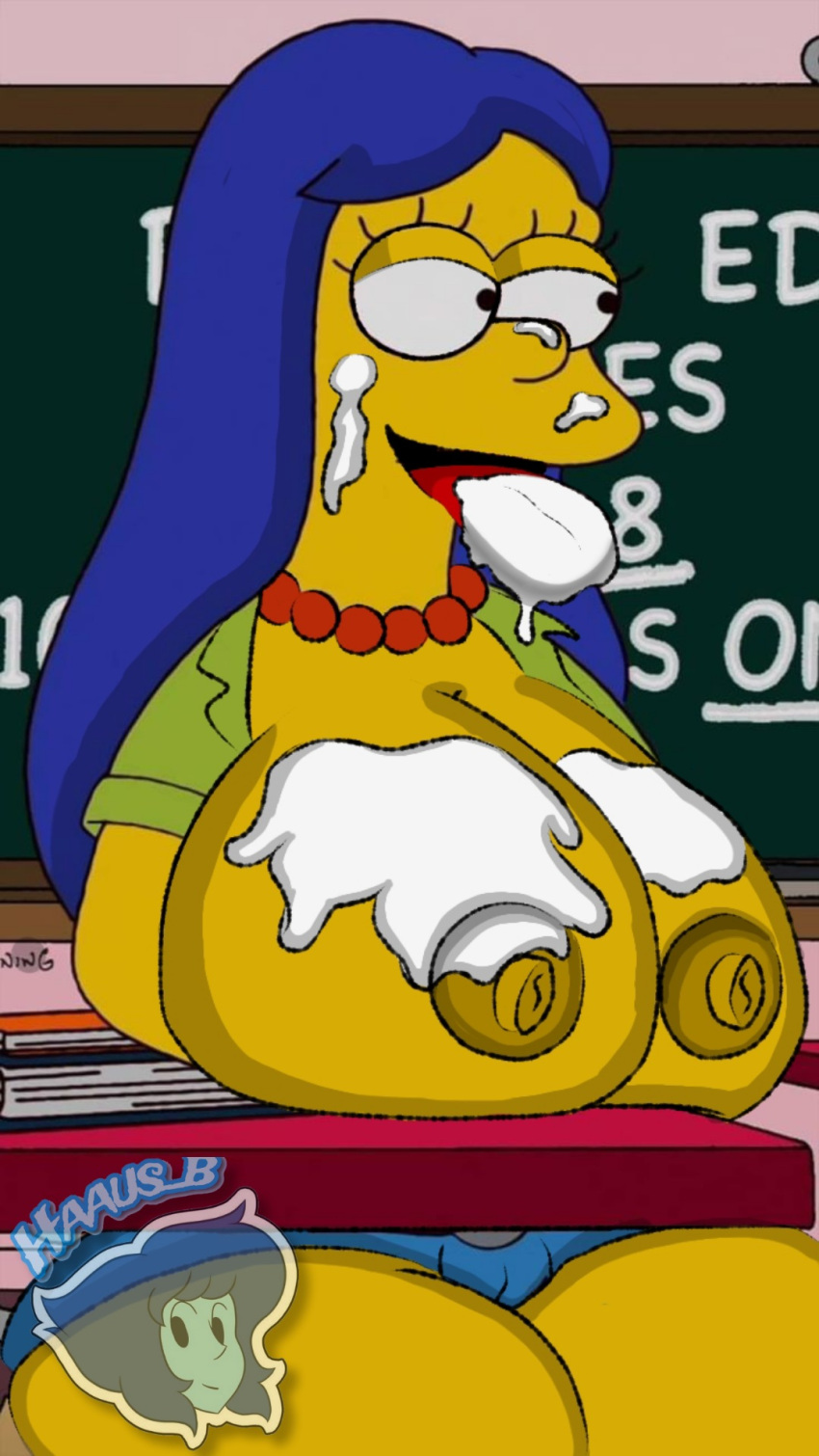 big_breasts cum cum_in_mouth edit edited haaus_b marge_simpson school simpsons the_simpsons yellow_body